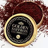 Azafrán dorado, finest Pure Premium Todos los hilos de azafrán rojo, grado A + Super Negin, verificado sin OGM. Para té, paella, arroz, postres, leche de oro y risotto (2 gramos)