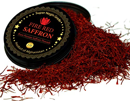 Hilos de azafrán premium, especias de azafrán rojo puro | Grado Super Negin | Para uso culinario como té, paella, leche de oro, arroz y risotto (2 gramos)