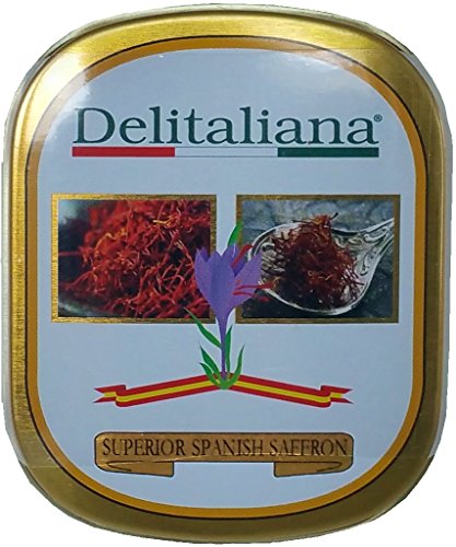 Delitaliana Spanish Saffron Tin 2-Gram, All Red Coupe Quality Threads Categoría I, Pure Saffron Filaments