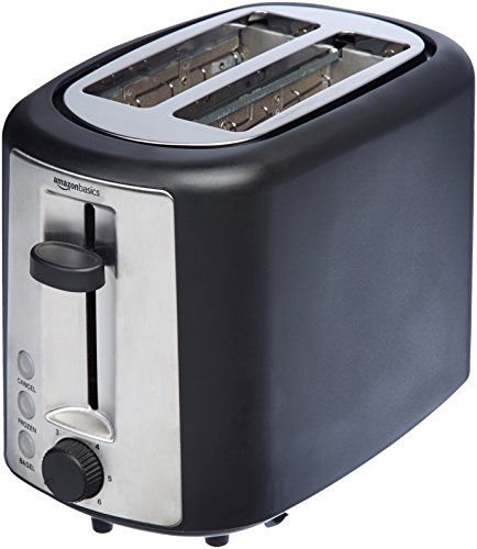 Conceptos básicos de Amazon 2 Rebanada, tostadora de ranura extra ancha con 6 Configuración de sombra, negro