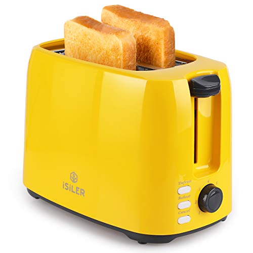 Tostadora de rebanada iSiLER 2, tostadora de ranura ancha de 1.3 pulgadas con 7 Configuración de sombra y cocción lateral doble, tostadora de pan compacta con bandeja de migas extraíble, certificado UL, función de cancelación de recalentamiento de descongelación