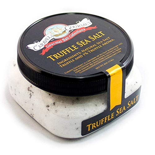Sal de trufa negra italiana, condimento de trufa sin gluten con calorías cero, sal gourmet sin gmo con sal marina natural y aceite de trufa, frasco de 4 oz - Gourmet de carabela