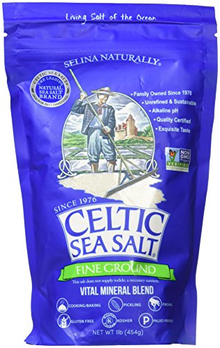 Sal marina celta de tierra fina - (1) Bolsa de 16 onzas resellable de nutritivo, sal marina clásica, ideal para cocinar, hornear, encurtidos, terminar y más, amigable con los pantalones, sin gluten