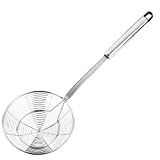 Hiware Ladrillo Skimmer de acero inoxidable sólido para colador para cocinar y freír, Utensilios de cocina Colador de alambre Pasta Colchadora de pasta Cuchara, 5.4 pulgadas