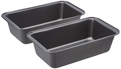 Amazon Basics Pan de pan de pan de pan de horneado antiadherente, 9.5 x 5 Pulgada, juego de 2
