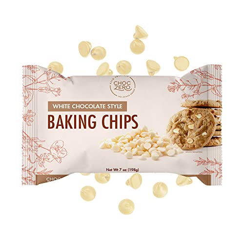 Chips de chocolate blanco de ChocZero - Sin azúcar añadido, baja en carbohidratos, Keto Friendly, 7Oz