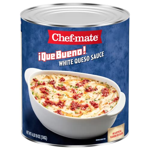 Chef-mate Que Bueno White Queso y Nacho Cheese Sauce, Canned Food, 6 lb. 10 oz. Lata a granel
