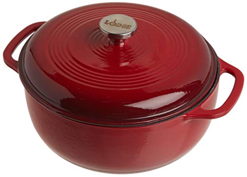 Lodge EC6D43 Horno holandés de hierro fundido esmaltado, 6 -Quart, Island Spice Red