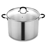 Cook N Home 00335 Salsa de acero inoxidable con tapa de 20 cuartos, Qt, plata