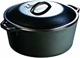 Lodge 5 Horno holandés de hierro fundido en cuarto. Olla pre-sazonada con tapa y mango de doble bucle