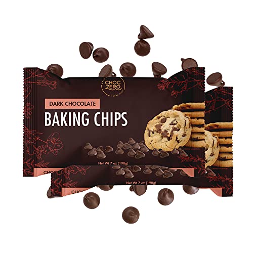 Chips de chocolate negro de ChocZero - Sin azúcar, Bajo en carbohidratos, Keto Friendly, Sin gluten - Para hornear galletas y postres para la dieta Keto (2 Bolsas)