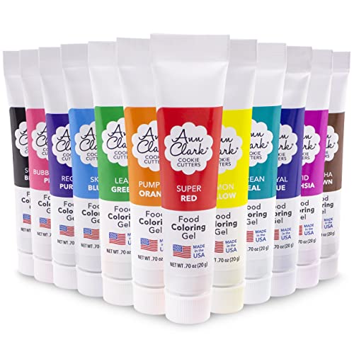 Ann Clark Premium Food Coloring Gel, sin OGM Hecho en EE. UU., Paquete de 12