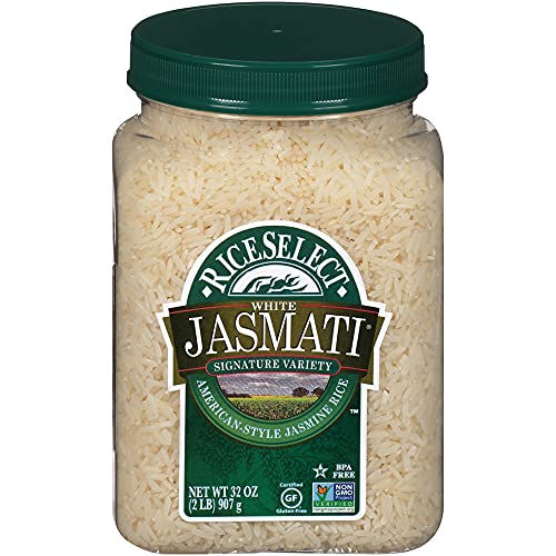 ArrozSelect Jasmati, Arroz de Jazmín de Grano Largo, Sin Gluten, Sin OGM, 32 oz (Paquete de frascos 4)